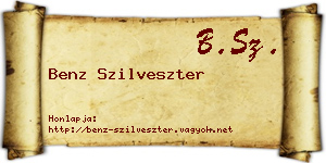 Benz Szilveszter névjegykártya